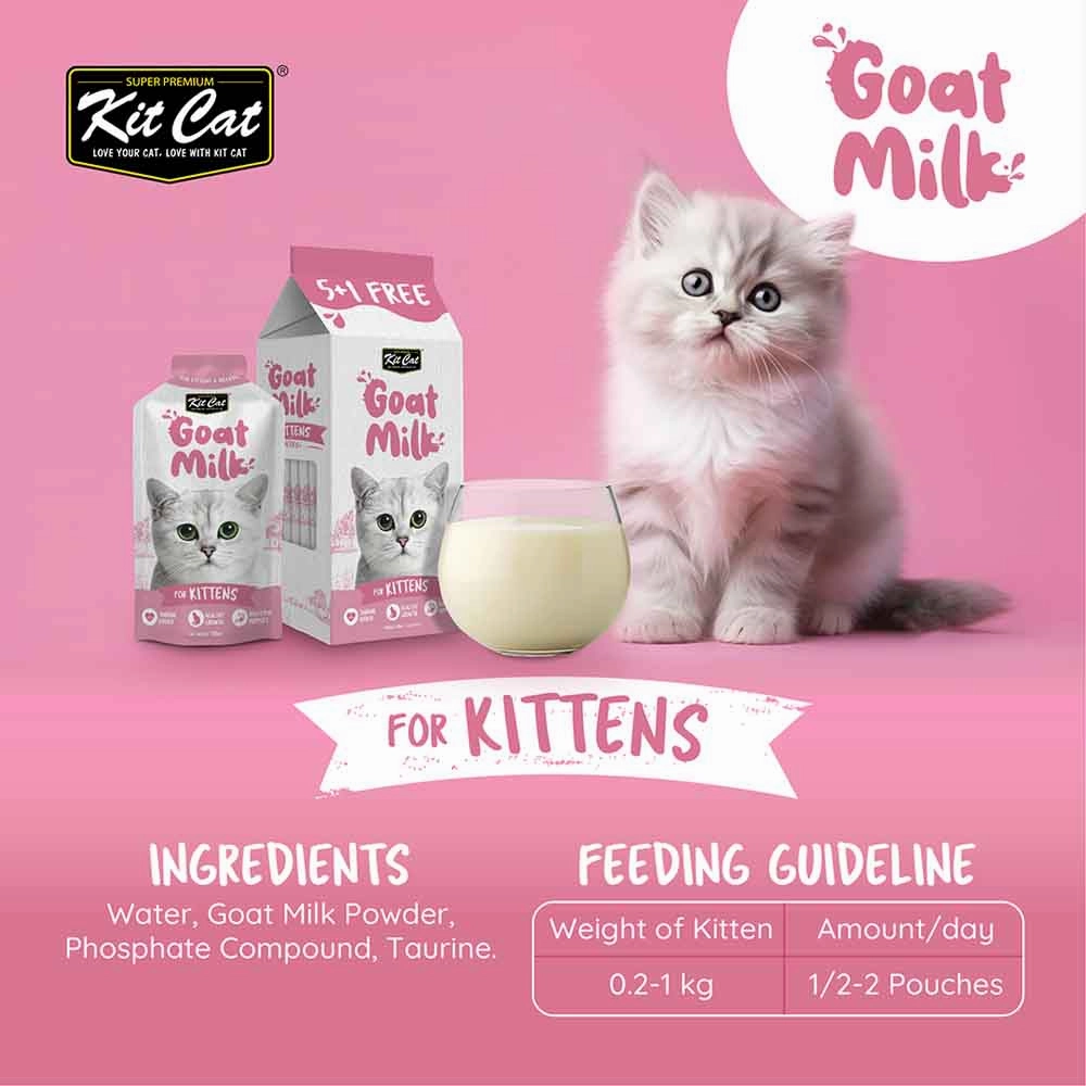 Kit Cat Lactose-Free Goat Milk Pouches for Kitten (50ml x 6)