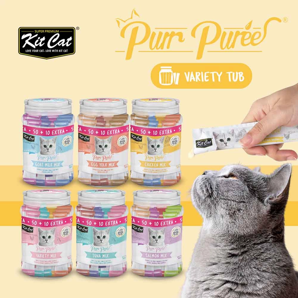 Kit Cat Purr Puree Chicken Mix Assorted Grain-Free Liquid Cat Treats 60 Sticks