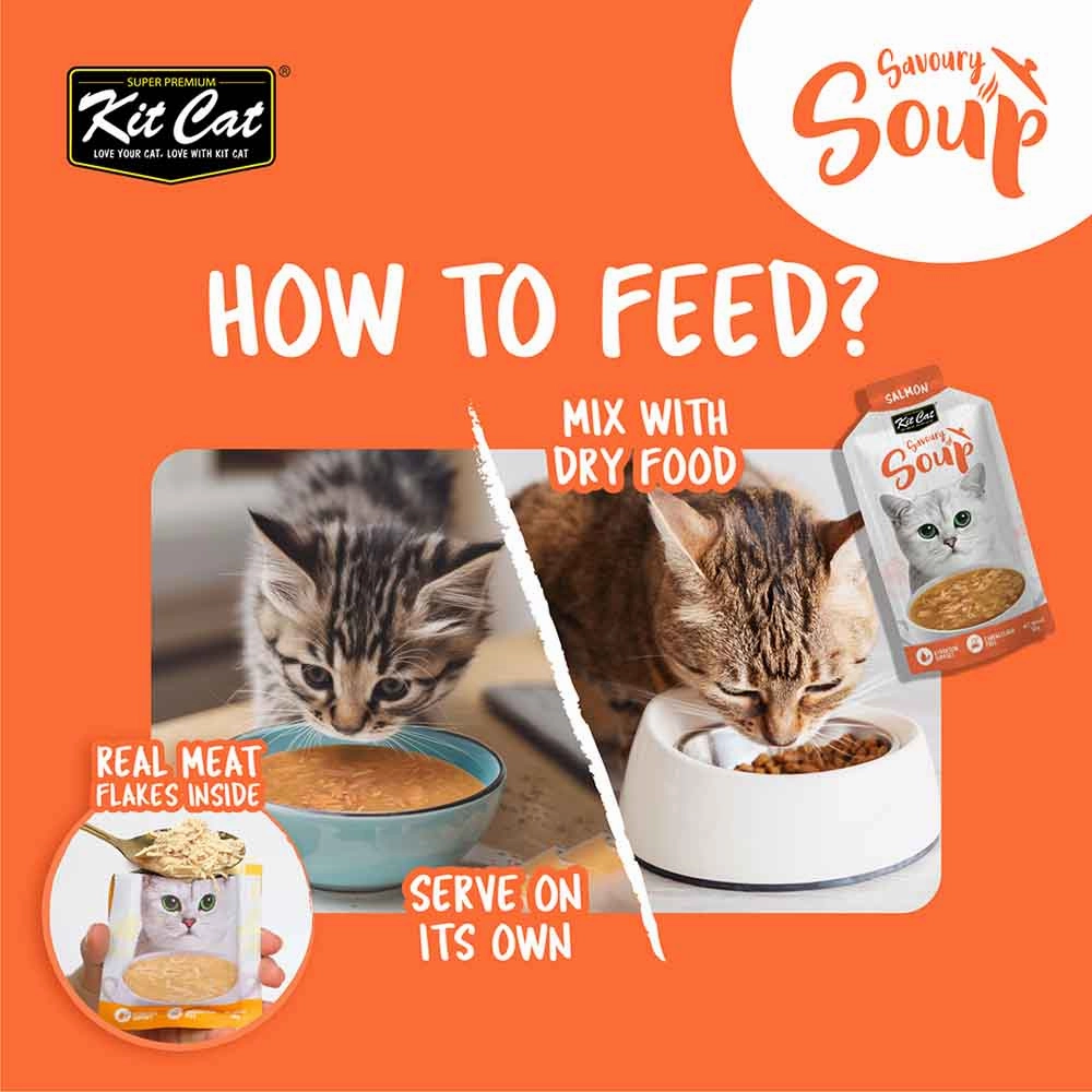 Kit Cat Savoury Soup Chicken Wet Pouch Cat Food (50g x 6)