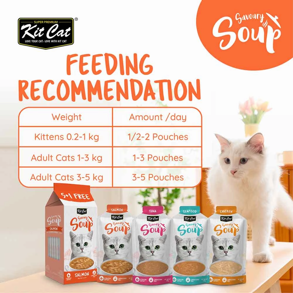 Kit Cat Savoury Soup Chicken Wet Pouch Cat Food (50g x 6)