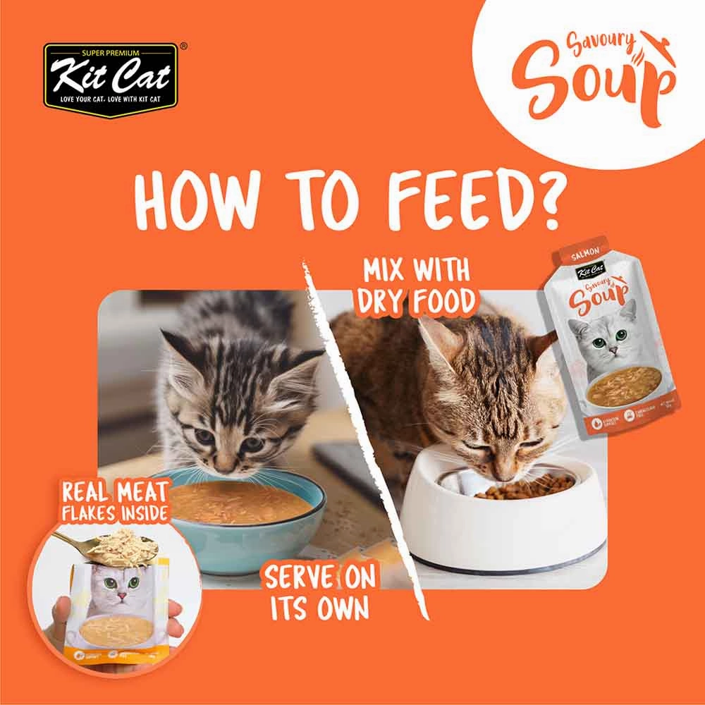 Kit Cat Savoury Soup Seafood Wet Pouch Cat Food (50g x 6)