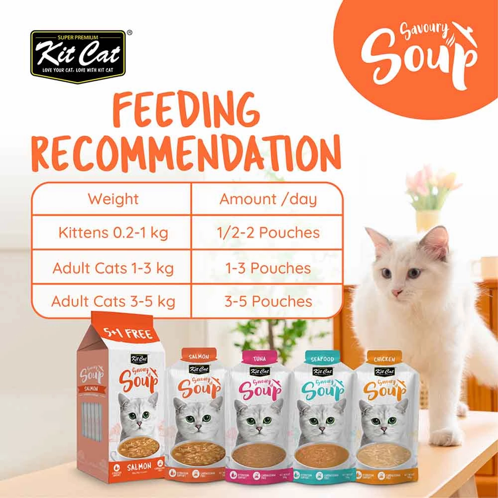 Kit Cat Savoury Soup Seafood Wet Pouch Cat Food (50g x 6)