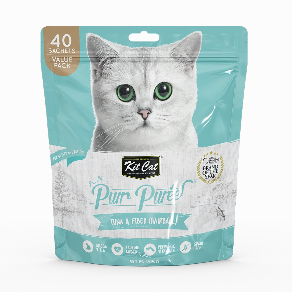 KitCat Purr Puree Value Pack Tuna & Fiber 600g (40 Sachets x 15g)