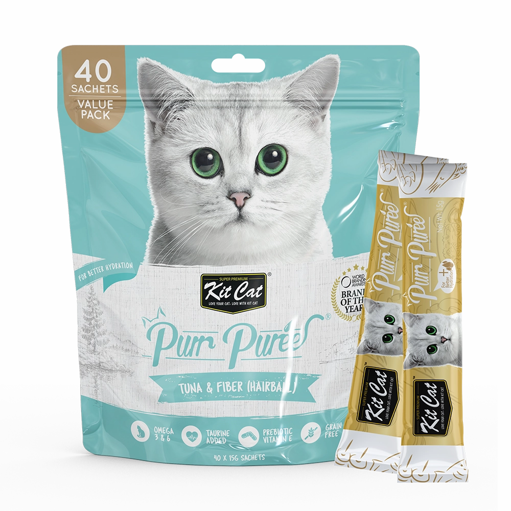 KitCat Purr Puree Value Pack Tuna & Fiber 600g (40 Sachets x 15g)