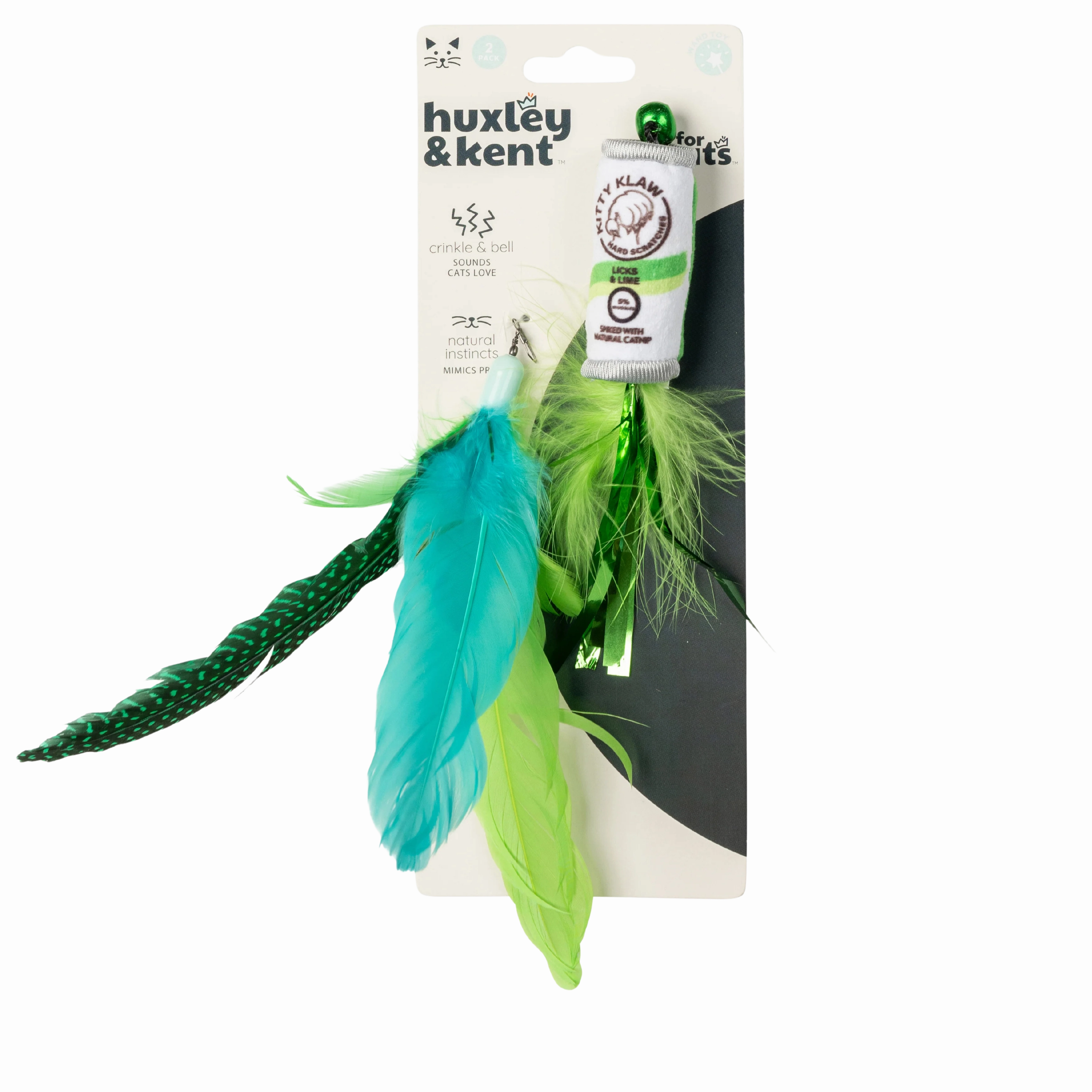 Kittybelles Cat Wand Refill Kitty Klaw Lime 2pk