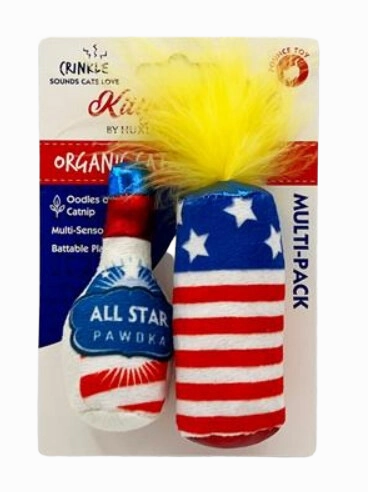 Kittybelles Plush Cat Toy Firecracker & All Star Pawdka 2 pk