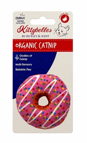 Kittybelles Plush Cat Toy Strawberry Donut 2.75"