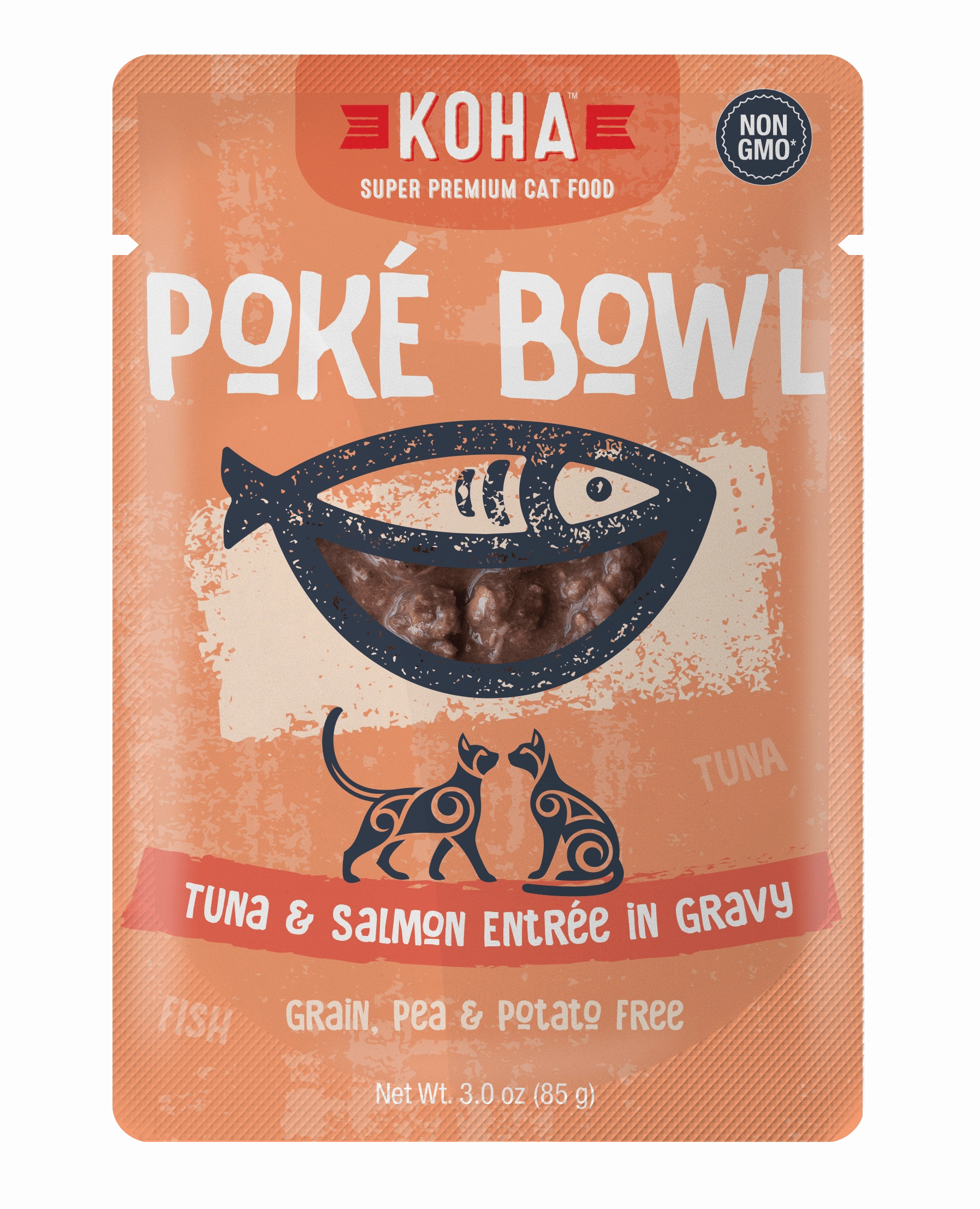 Koha Pok Bowl Tuna & Salmon Entre in Gravy Wet Cat Food Pouch