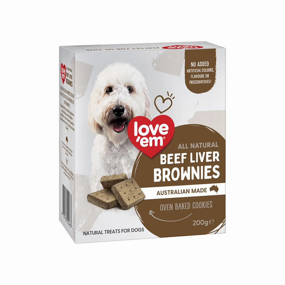 Love'em Dog Oven Baked Cookies Beef Liver Brownies 200g