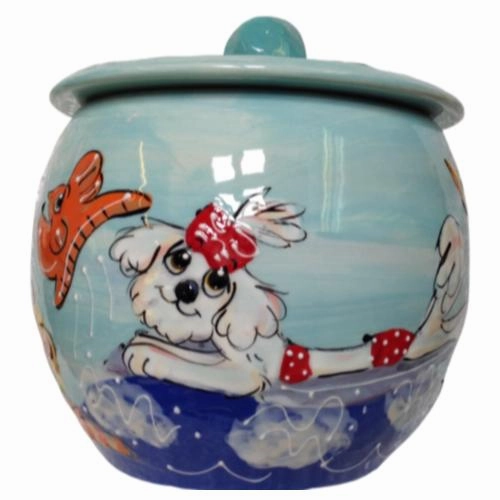 Maltese 3 Dog Treat Jar