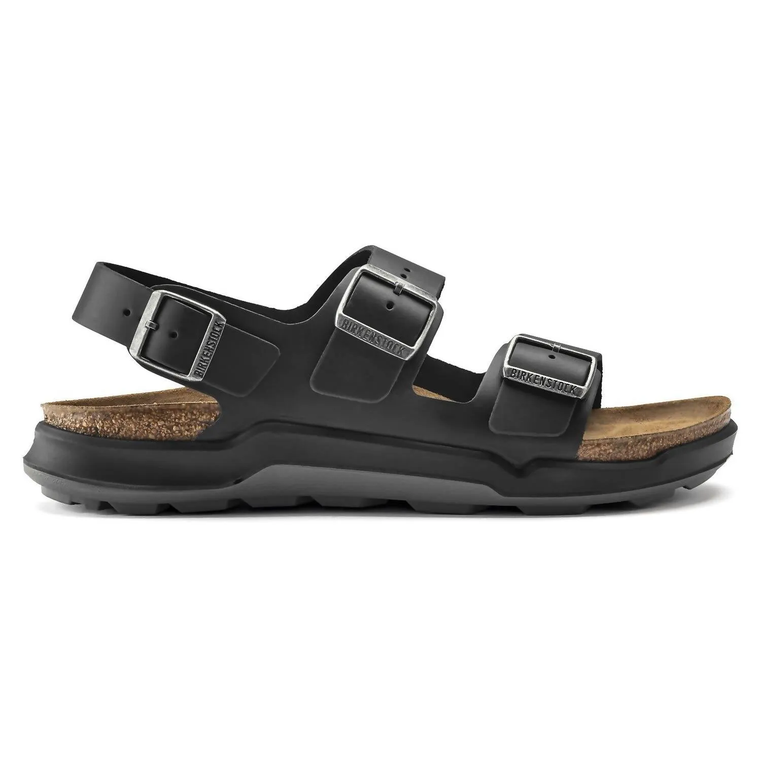 Sandale robuste Milano pour homme en cuir noir huilé