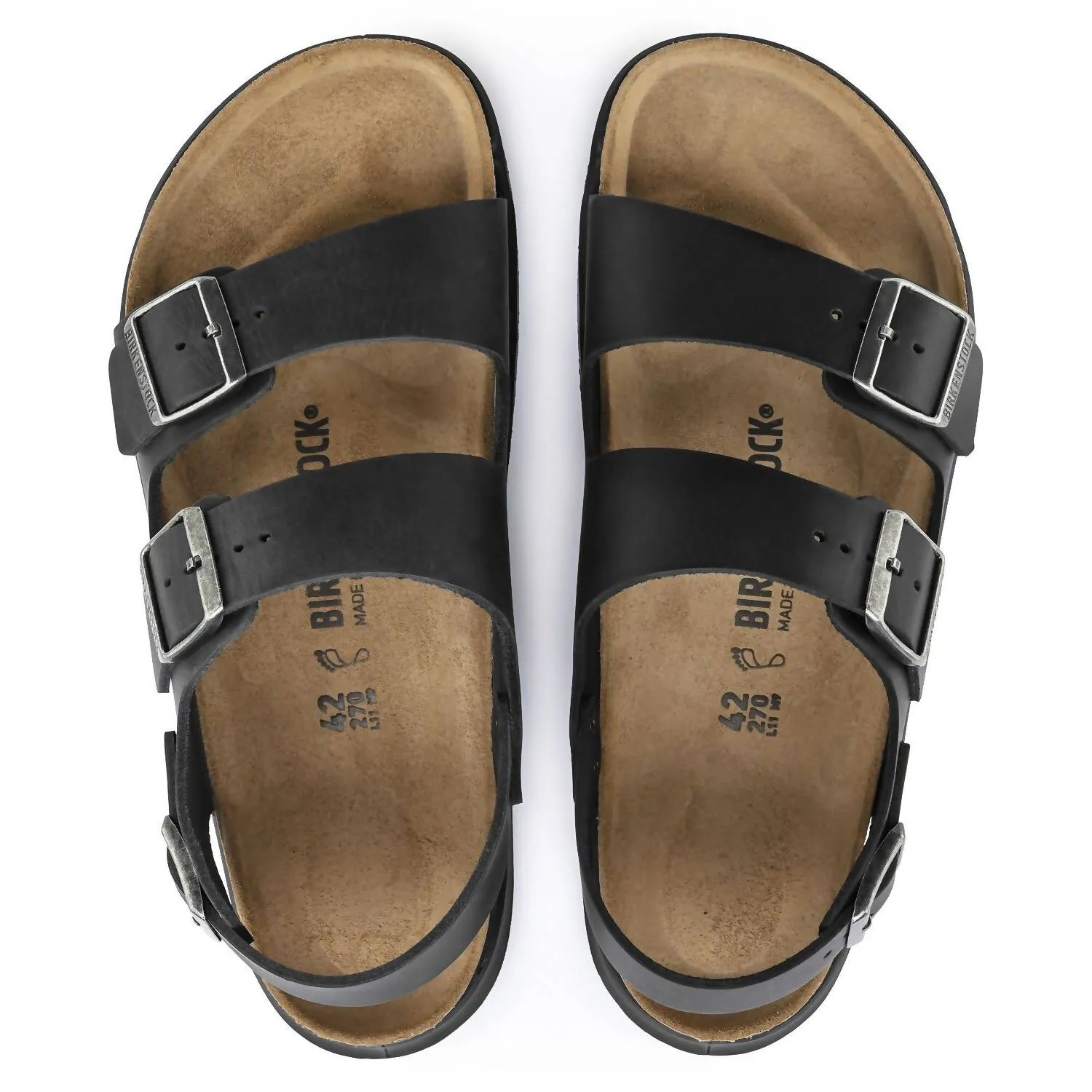 Sandale robuste Milano pour homme en cuir noir huilé