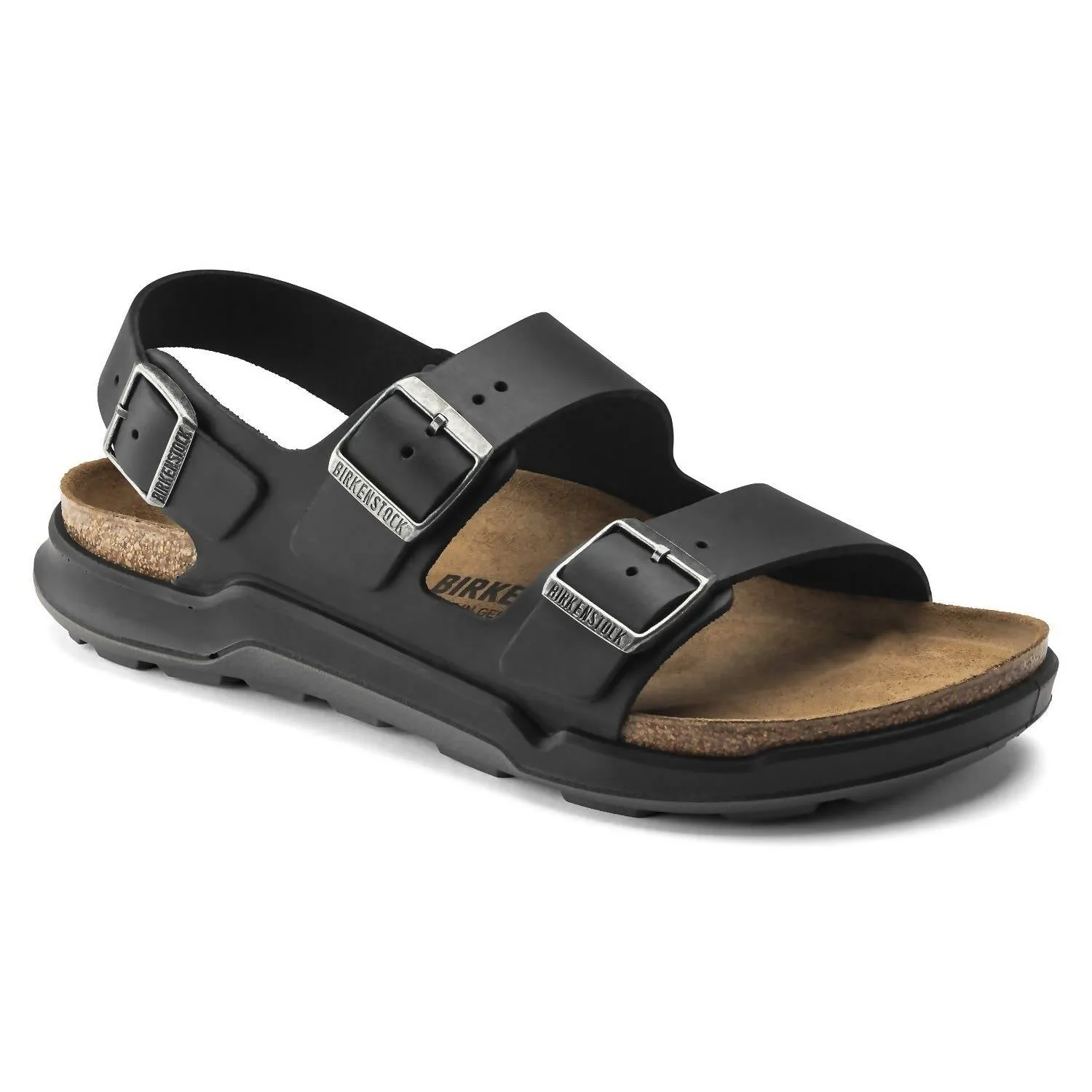 Sandale robuste Milano pour homme en cuir noir huilé