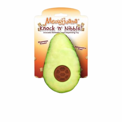 Meowijuana Avocado Knock 'n' Nibble Refillable Treat Dispenser Cat Toy