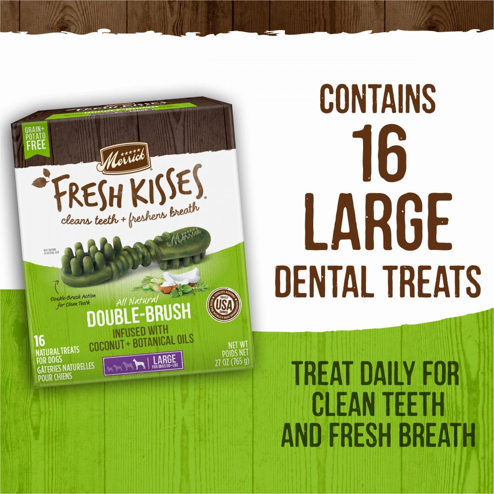 Merrick Fresh Kisses Grain Free Coconut Oil & Botanicals Large Dental Dog Treats