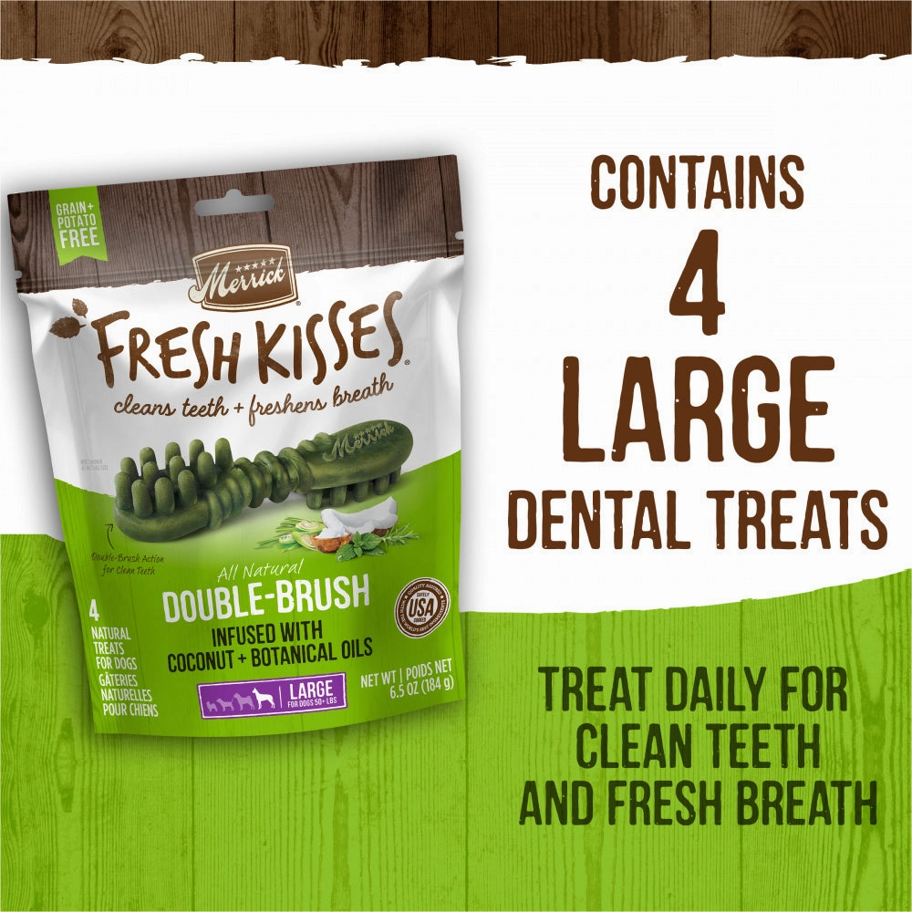 Merrick Fresh Kisses Grain Free Coconut Oil & Botanicals Large Dental Dog Treats