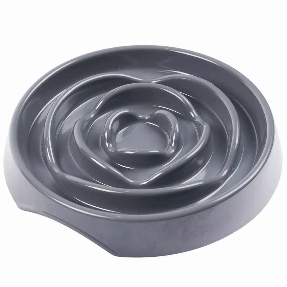Messy Mutts & Cats Interactive Slow Feeder Bowl For Cats & Dogs (Cool Grey)