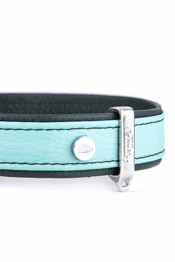 My Family Firenze Aqua Leather Dog Collar