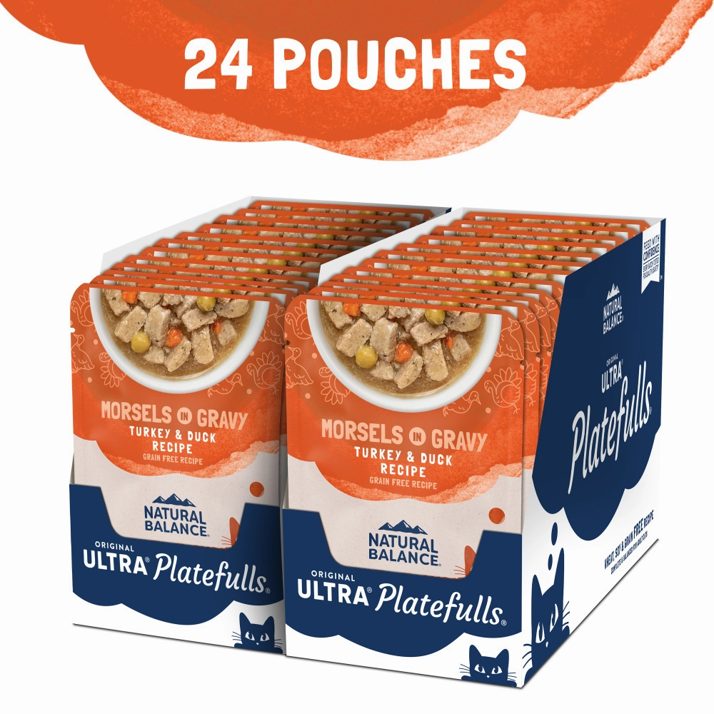Natural Balance Original Ultra Platefulls Turkey & Duck Recipe Morsels in Gravy Wet Cat Food Pouches