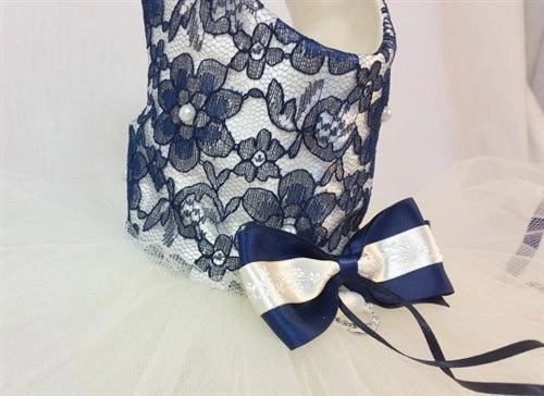 Navy Lace n' Pearls Harness Dress