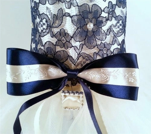 Navy Lace n' Pearls Harness Dress