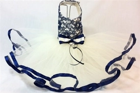 Navy Lace n' Pearls Harness Dress
