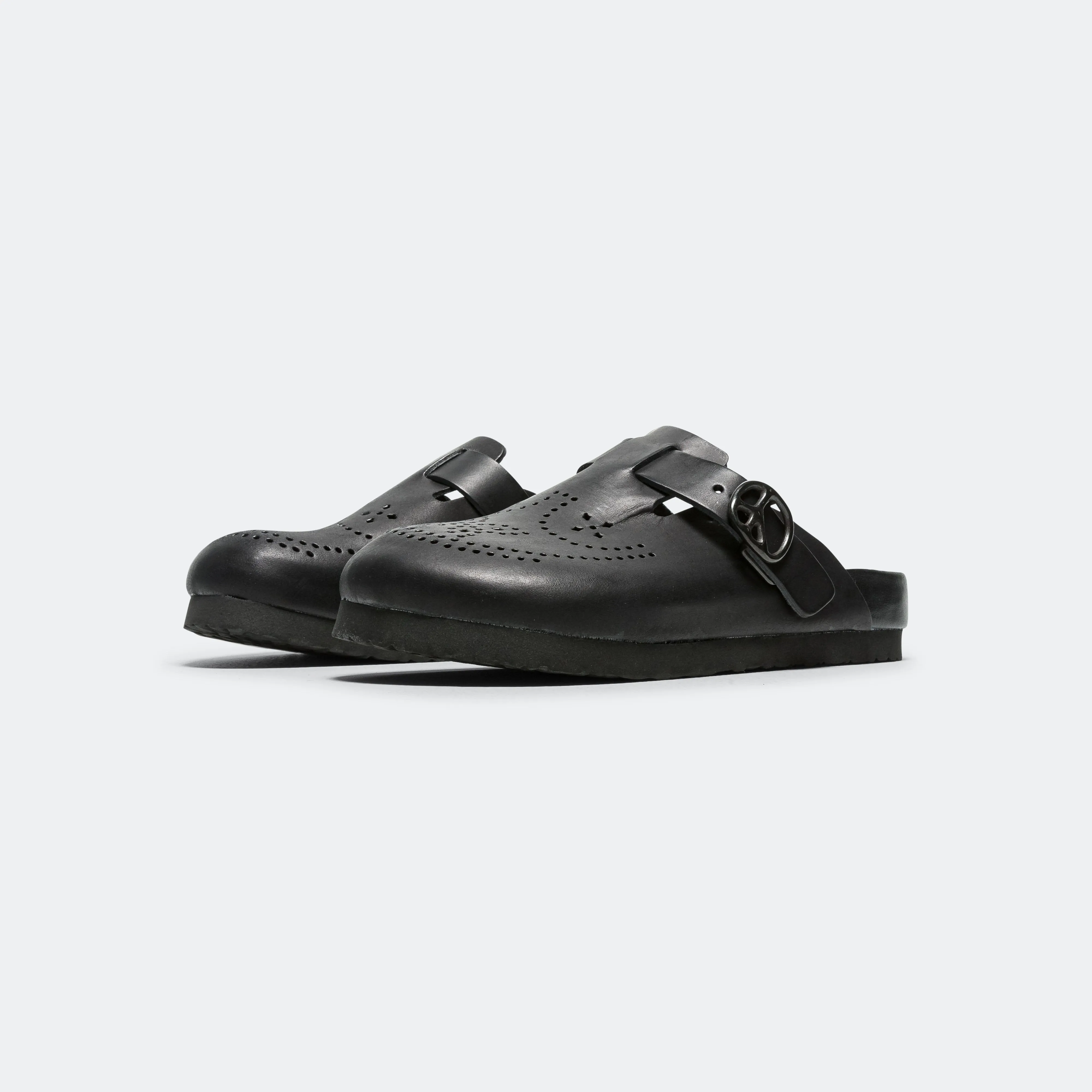 Sandale Clog Needles Clothing - Cuir de vachette noir