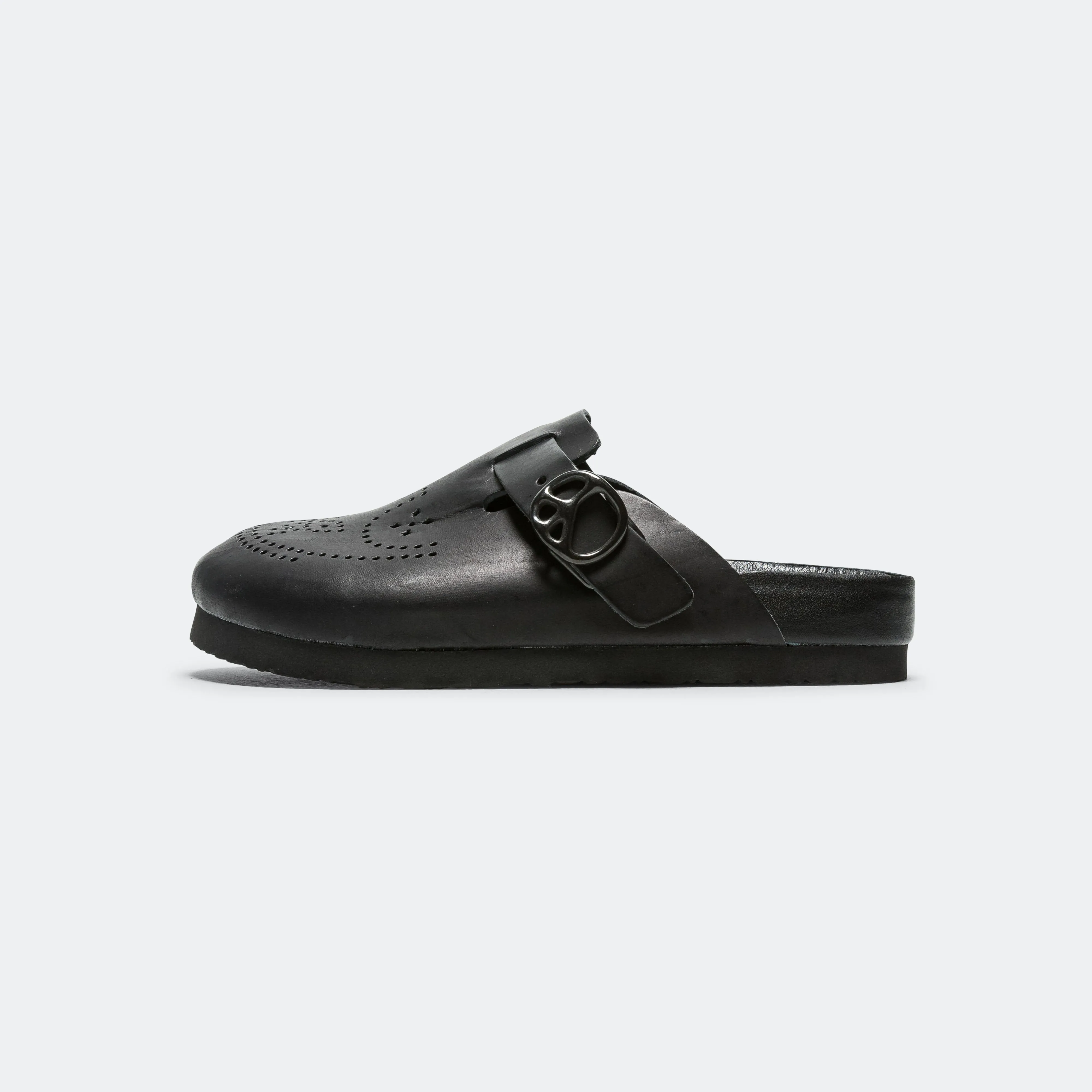 Sandale Clog Needles Clothing - Cuir de vachette noir