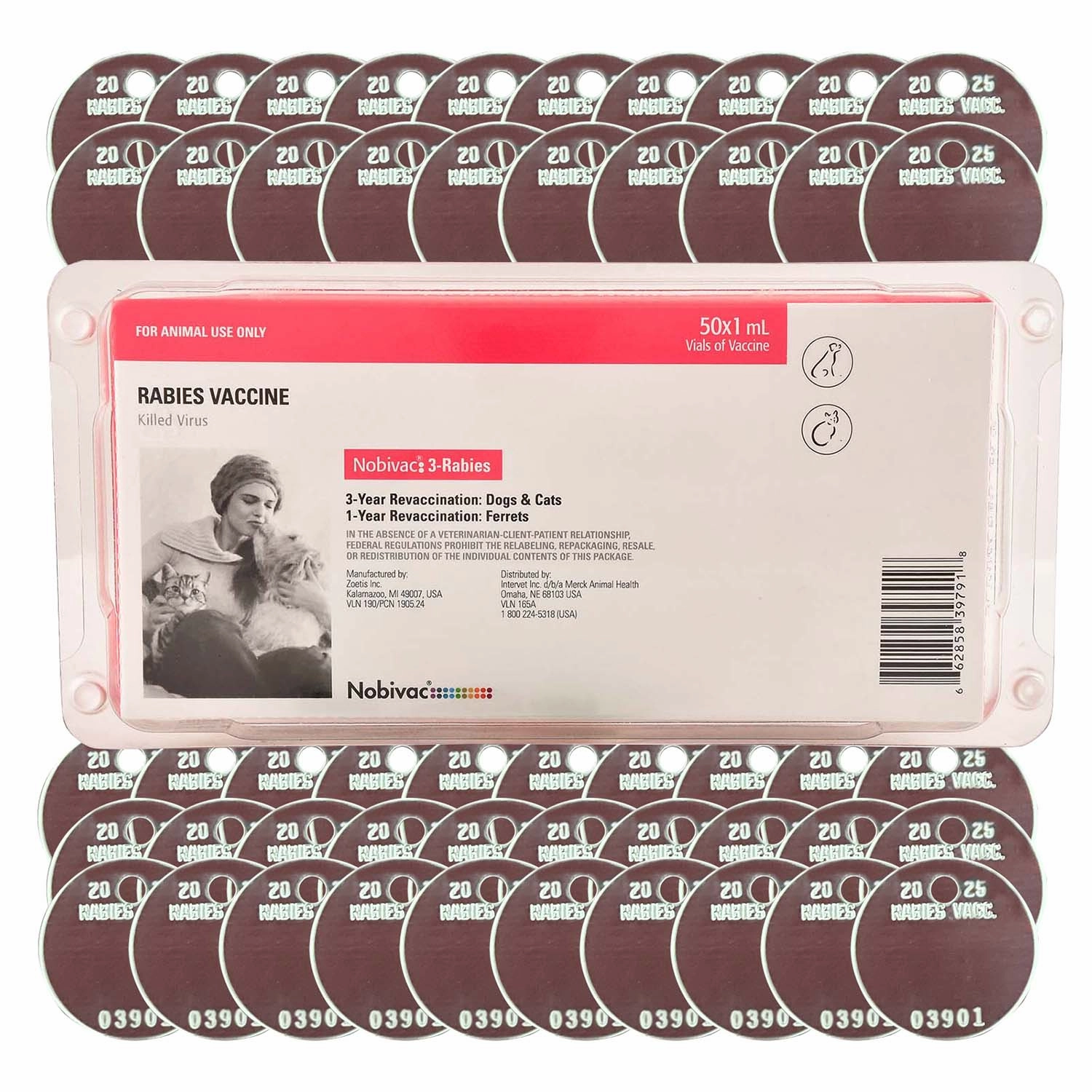 Nobivac 3 Rabies Vaccine Kit with Tags