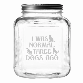 Normal Three Dogs Ago Dog Treat Jar With Brushed Lid