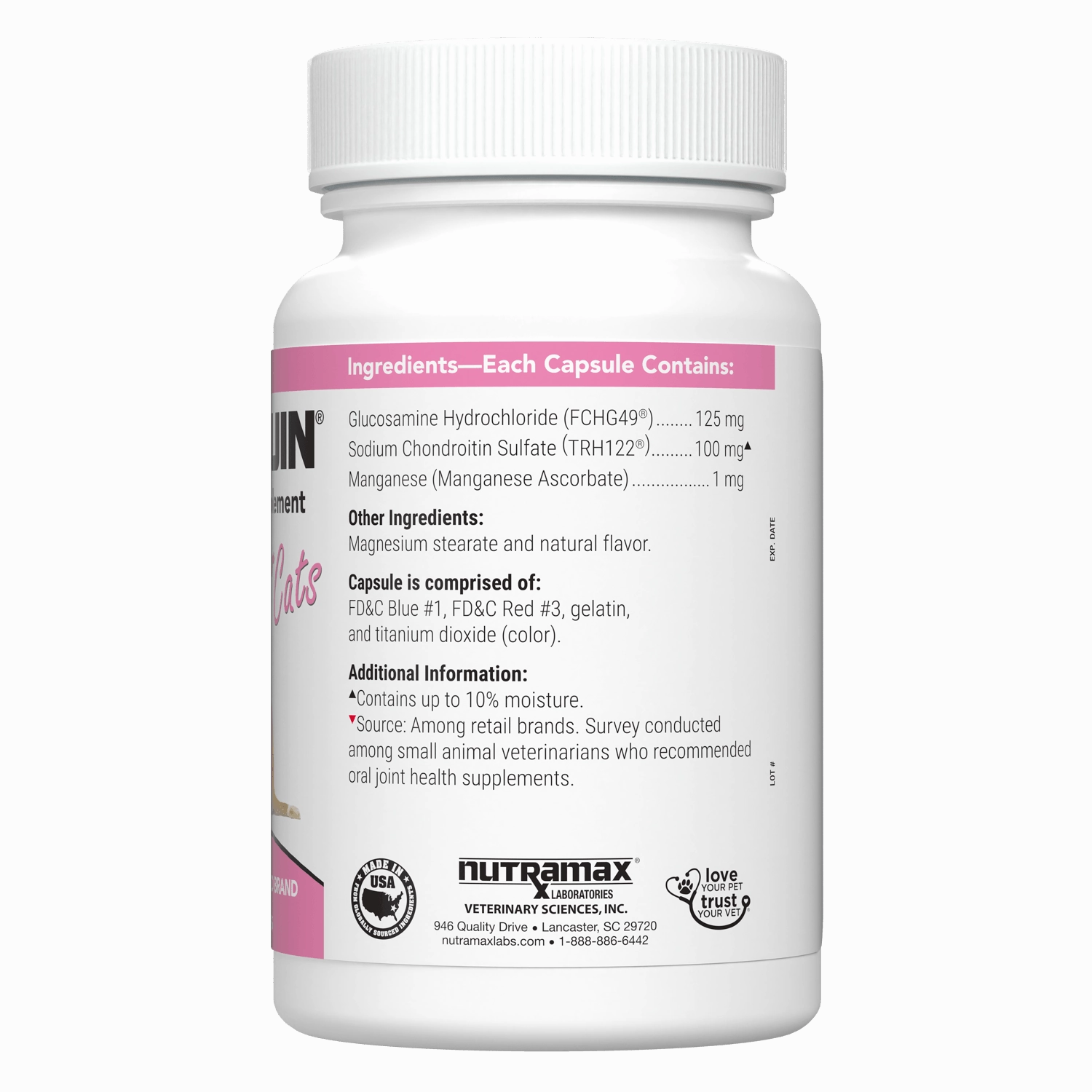 Nutramax Cosequin Joint Health with With Glucosamine and Chondroitin Supplement for Cats, 80 Capsules
