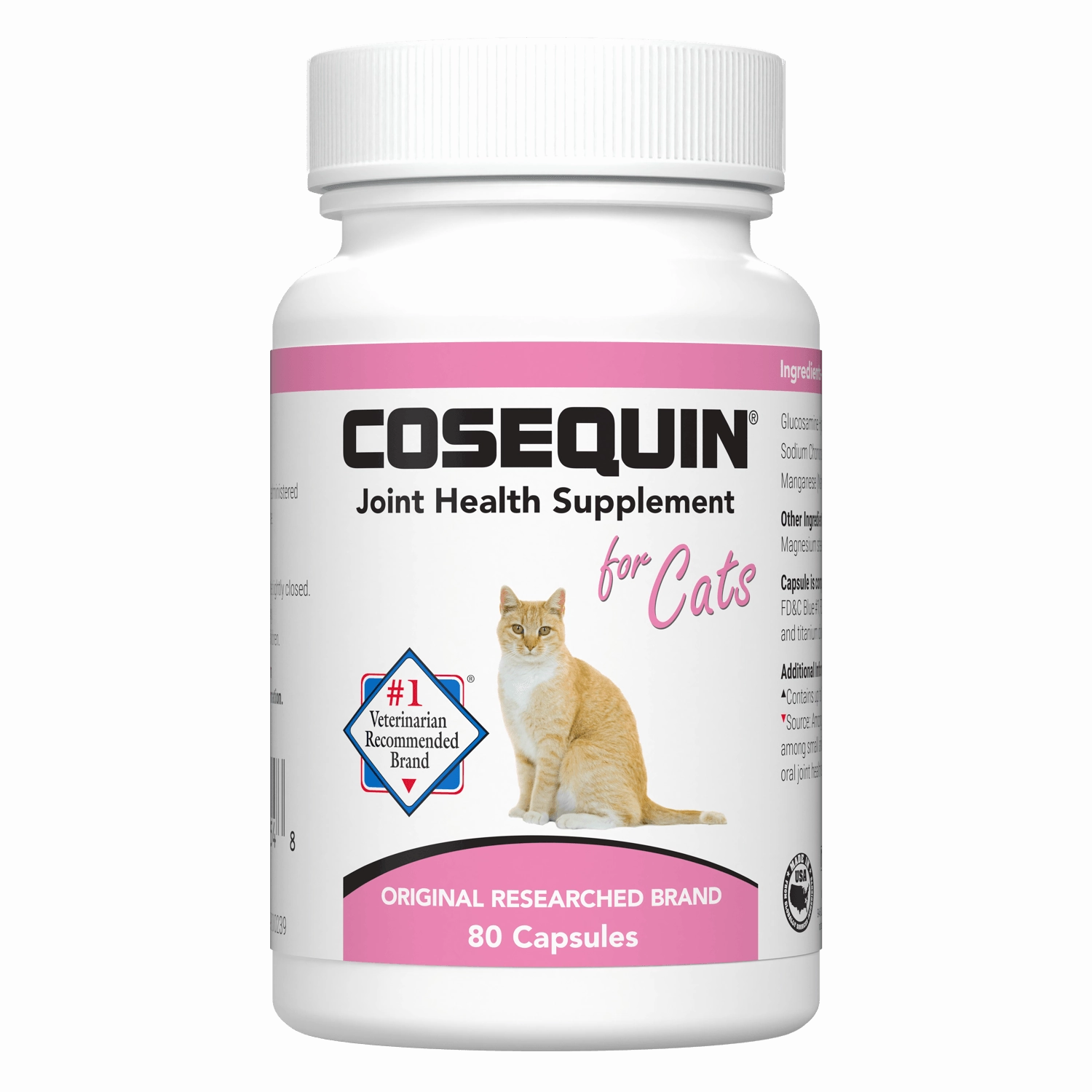 Nutramax Cosequin Joint Health with With Glucosamine and Chondroitin Supplement for Cats, 80 Capsules