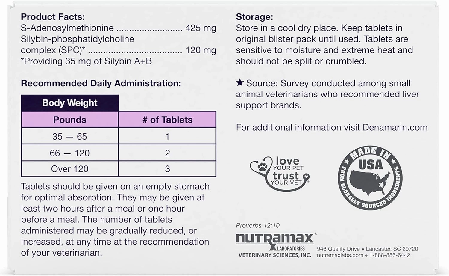 Nutramax Denamarin Liver Health, Stabilized Tablets