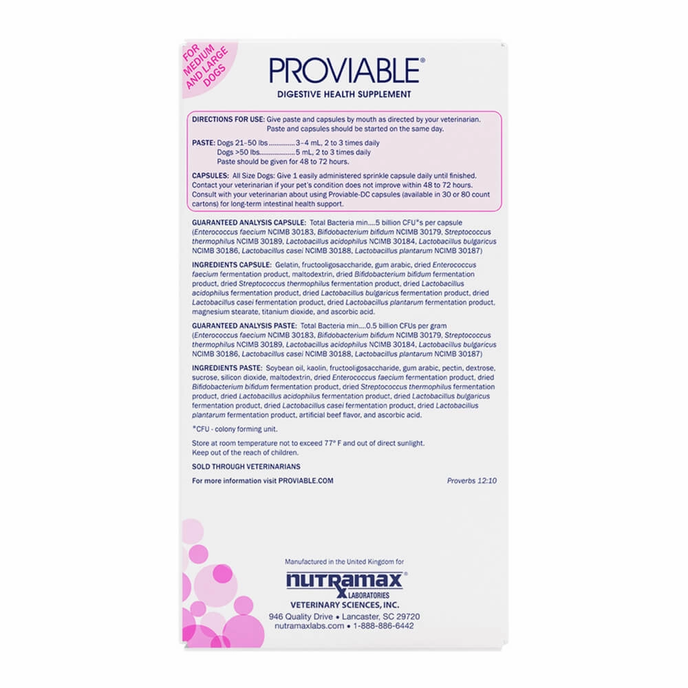 Nutramax Proviable-KP/DC Kit for Dogs and Cats, 10 Capsules