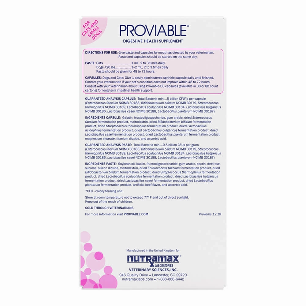 Nutramax Proviable-KP/DC Kit for Dogs and Cats, 10 Capsules