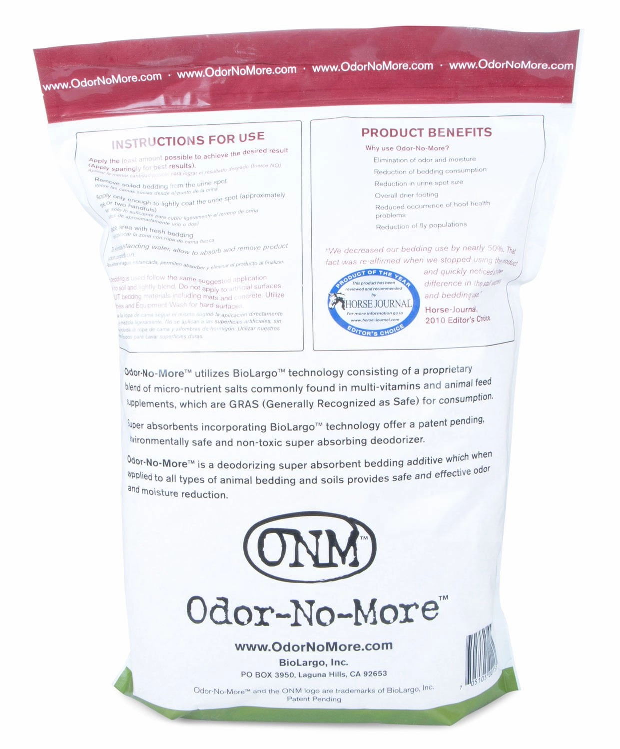 Odor-No-More Deodorizing Absorbent Bedding Additive, 5 lbs