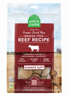 Open Farm Grain Free Grass Fed Beef Recipe Freeze Dried Raw Dog Food Patties
