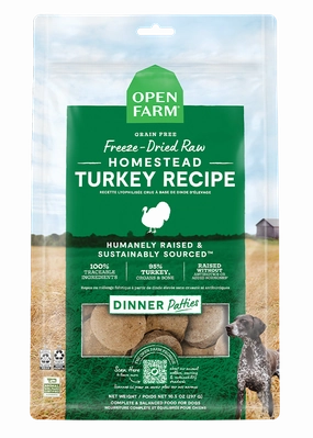 Open Farm Grain Free Homestead Turkey Recipe Freeze Dried Raw Dog Food Patties