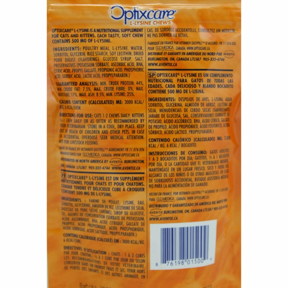 Optixcare L-Lysine Chews for Cats & Kittens, 60 Chews