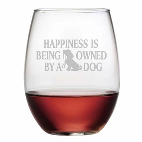 Owned By A Dog Stemless Wine Glasses, Set Of 4
