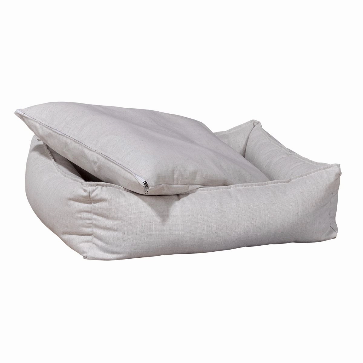 Parchment Linen Blend B Lounge Dog Bed