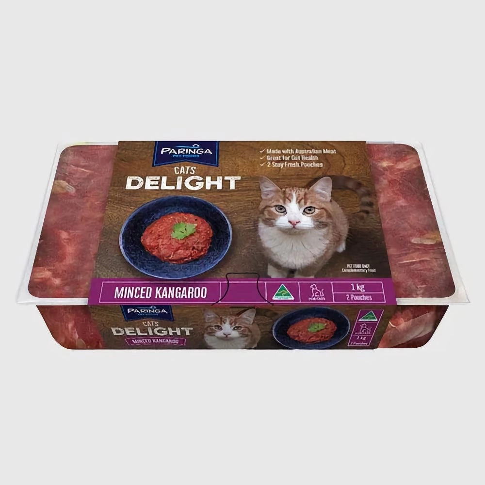 Paringa Cats Delight Minced Kangaroo Raw Frozen Cat Food 1kg