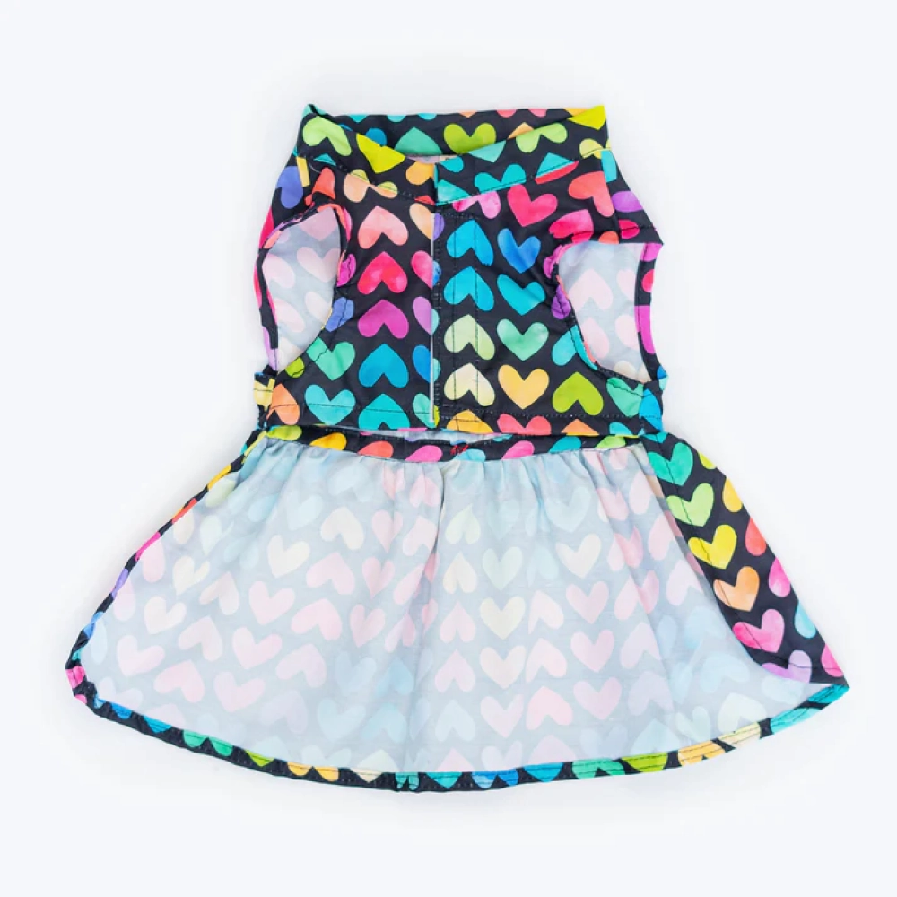 Pawgypet Multi Heart Dress for Dogs (Multi Colour)
