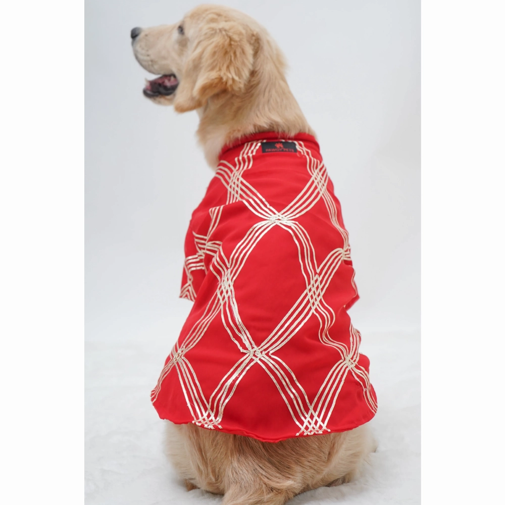 Pawgypets Festive Gota Shirt for Dogs (Red)
