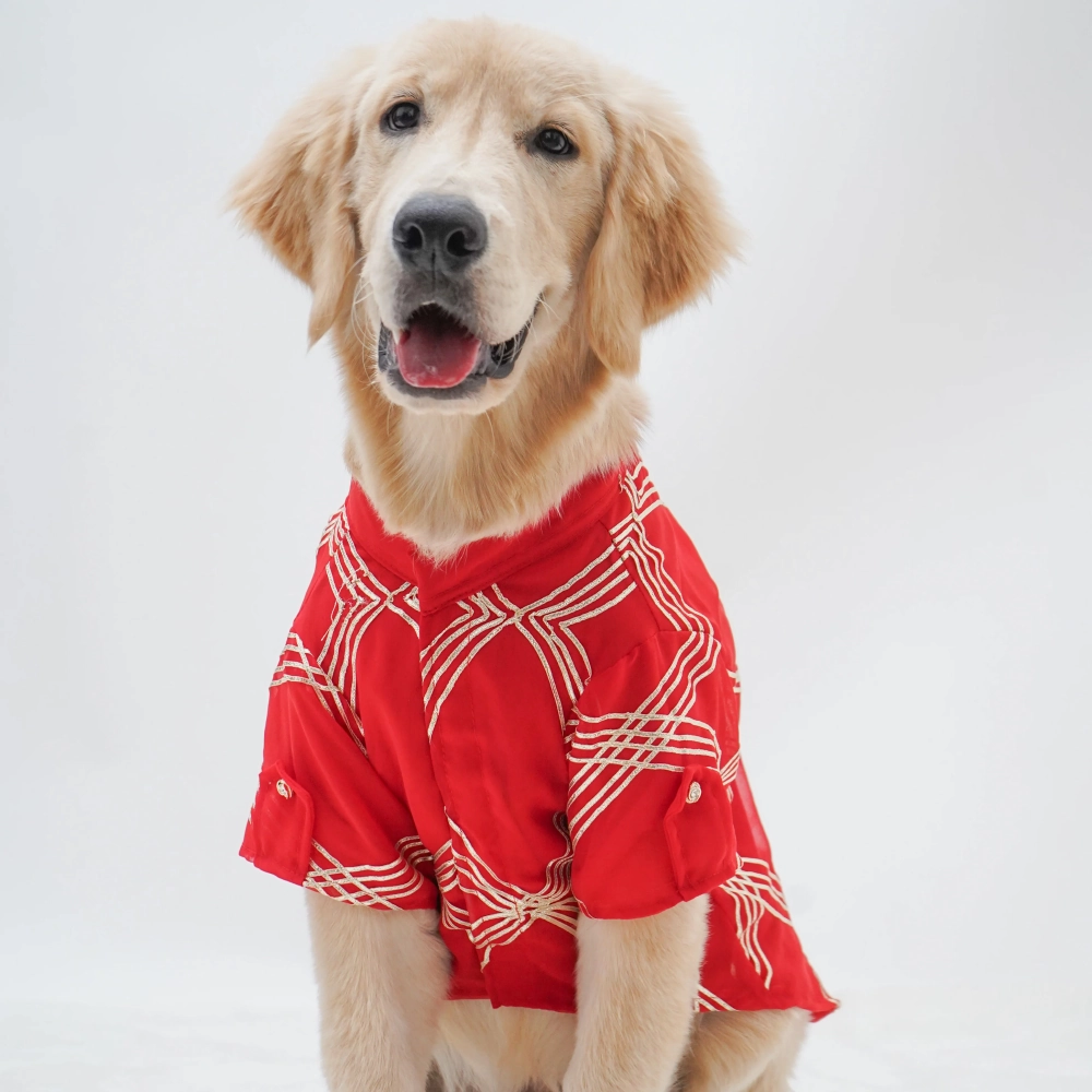 Pawgypets Festive Gota Shirt for Dogs (Red)