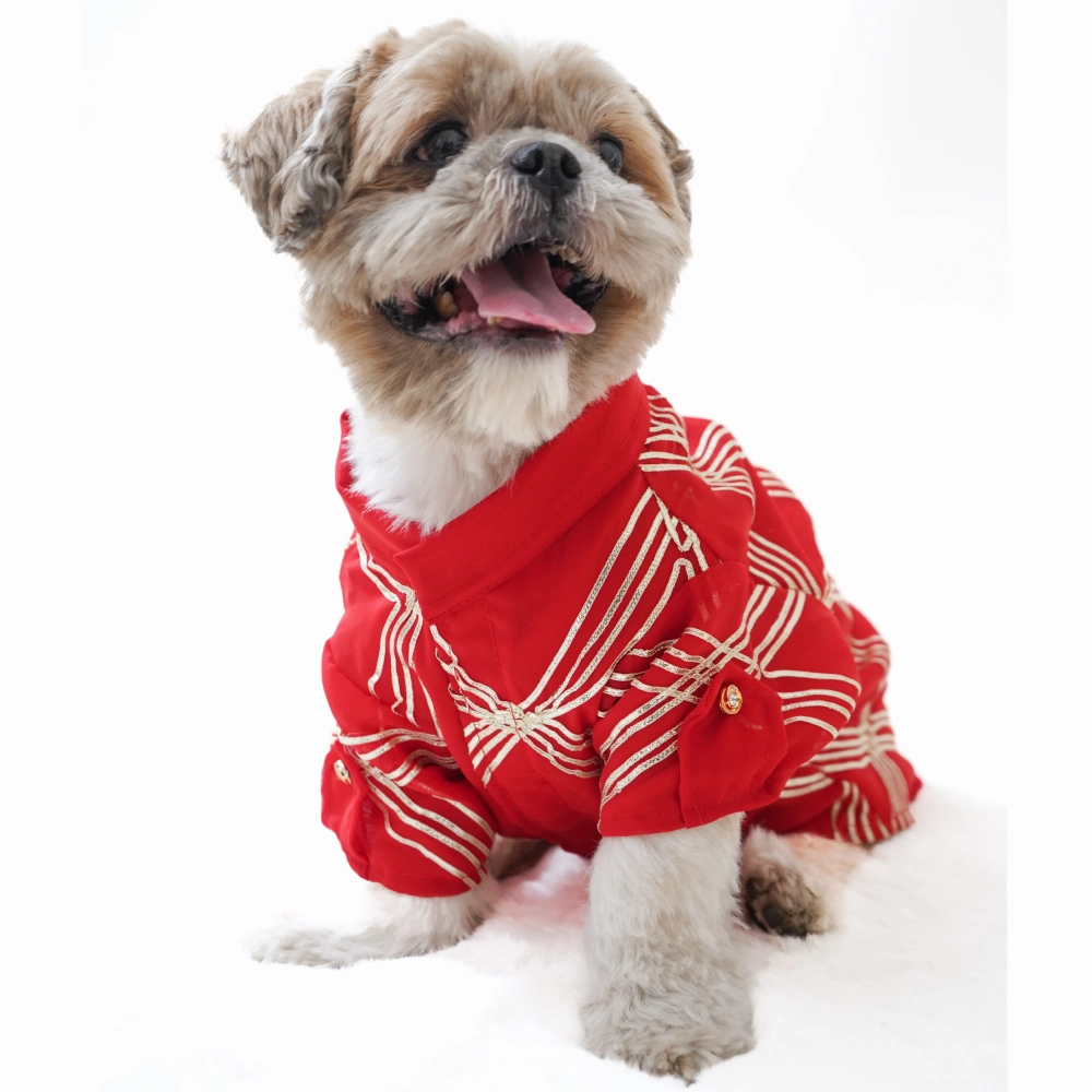 Pawgypets Festive Gota Shirt for Dogs (Red)