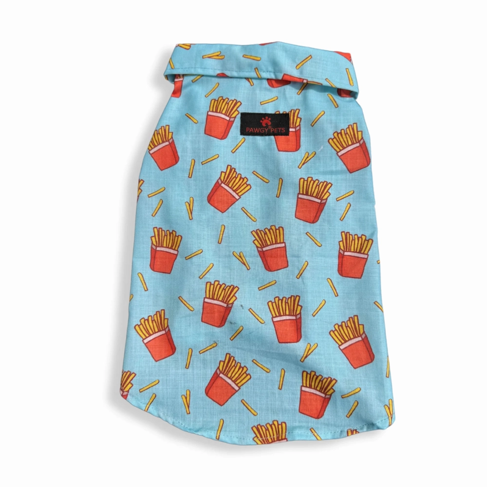 Pawgypets Fries Over Guys Shirt for Dogs (Blue)