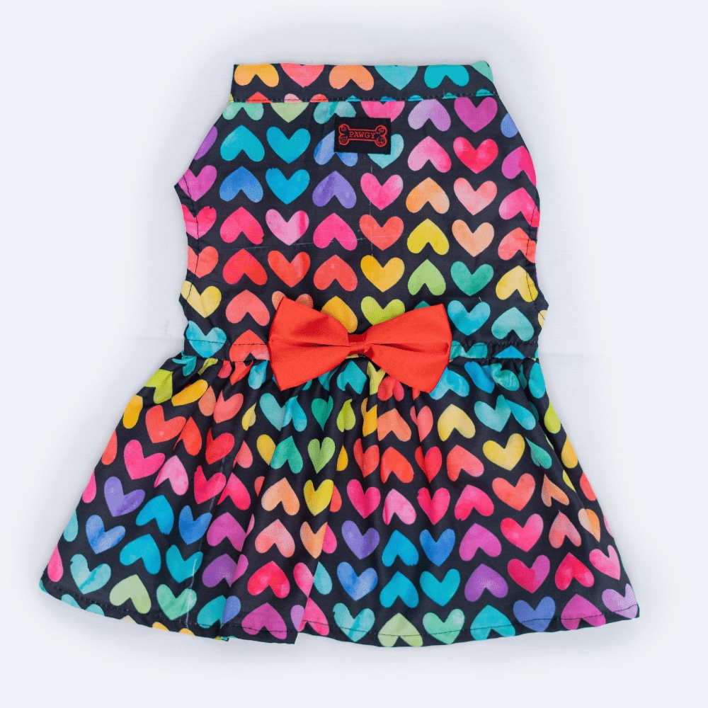 Pawgypets Multi Heart Casual Dress for Dogs and Cats