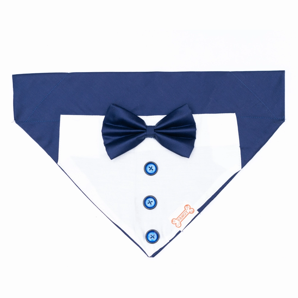 Pawgypets Tuxedo Bandana for Dogs and Cats (Blue)