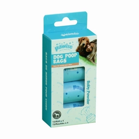Pawise Dog Poop Bags Baby Powder 4 Rolls 60 Bags